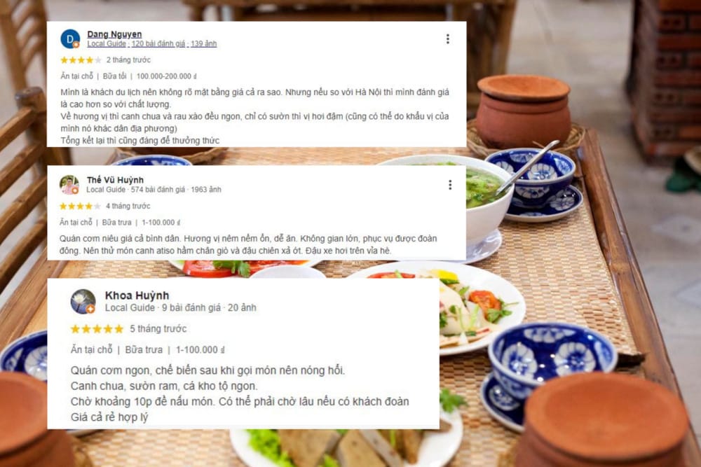 Đánh giá của thực khách về Cơm niêu Hương Việt